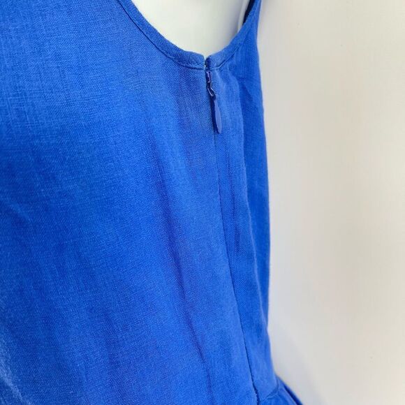 J crew Women's Linen Blue Side Zip Mini Dress Size 2 - Picture 3 of 12